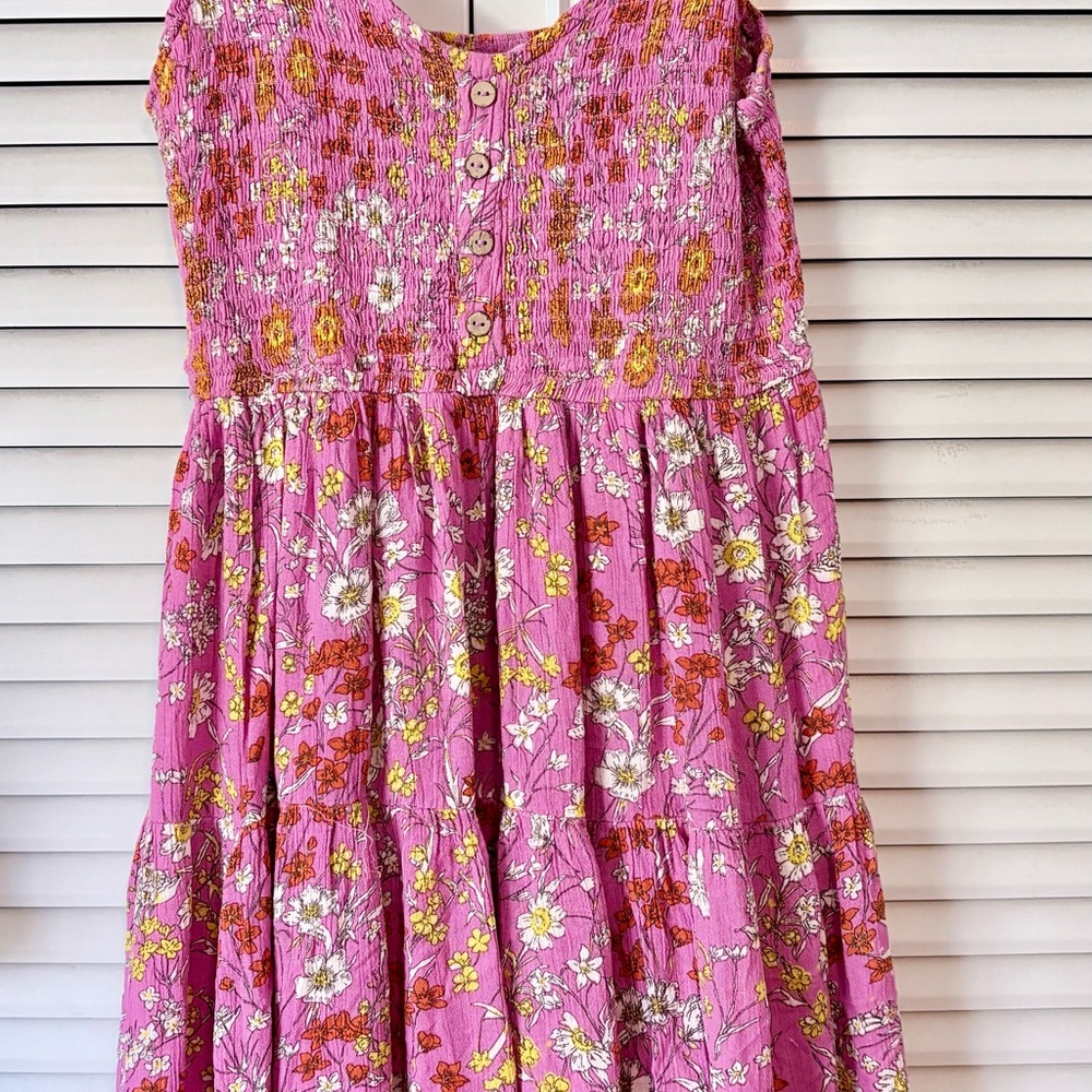 Japna Charming Pink Floral Smocked Sundress Size S